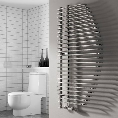 Reina Nola Designer Heated Towel Rail 1400mm H x 600mm W Chrome (1/5)