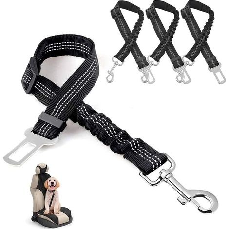 4 Pièces Ceinture Chien Voiture de Sécurité pour Sangle Réglable et Extensible Sangle d'attache Voiture Ceinture de Sécurité Universelle pour Chien (1/5)