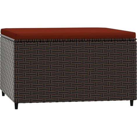 Repose-pied de jardin avec coussin marron résine tressée (1/5)