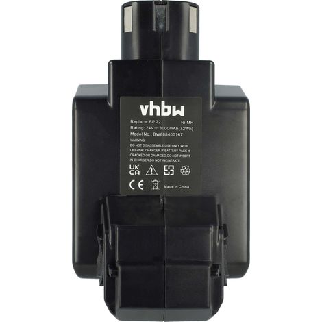 vhbw Akku Ersatz für Hilti BP72, BP60, 331530, BP40 für Werkzeug (3000 mAh, NiMH, 24 V)
