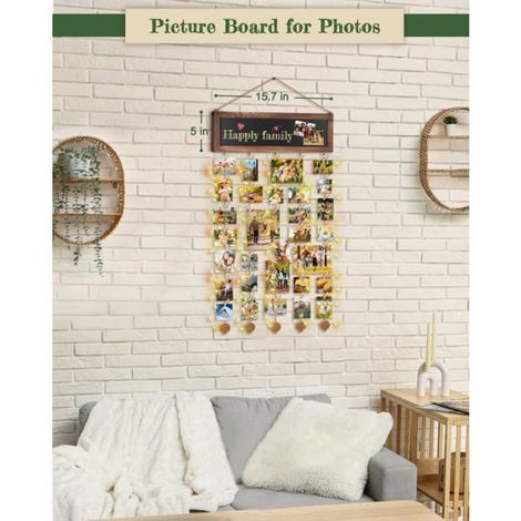 1 Cadre photo, 30 pinces, tableau noir magnétique, 5 ficelles, décoration murale, chambre étudiant (1/4)