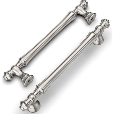 6 Stück Möbelgriffe aus gebürstetem Nickel, 128 mm, Zinklegierung, für Küche, Schränke, Schubladen und Kommoden UK0017 (1/5)