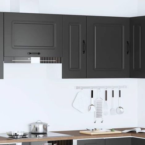 Armoire Murale de Cuisine en Bois d'Ingénierie Noir, Placard de Rangement Moderne avec Portes, Meuble de Cuisine Suspendu Robuste et Élégant (1/5)