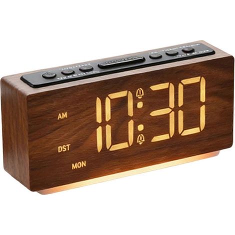 Horloge numérique minimaliste moderne en bois avec LED et fonction veilleuse à luminosité réglable pour la décoration de la chambre (1/5)