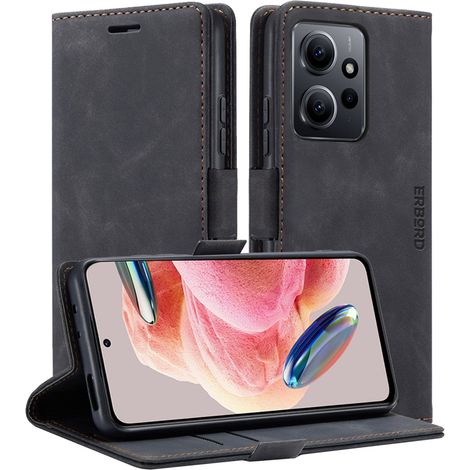 Funda para Xiaomi Redmi Note 12 5G / Poco X5 5G, cartera vintage erbord con tapa, negra. (1/5)