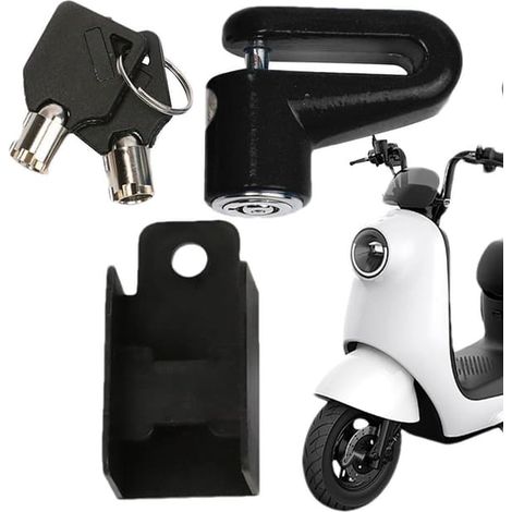 Antivol de roue de moto - Antivol de frein à disque pour scooter - Structure cylindrique renforcée - Épaisseur jusqu'à 7 mm - Noir (1/5)