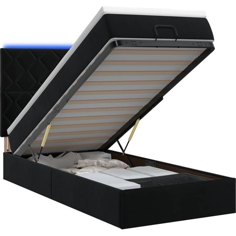Maison Exclusive - Letto Ottomano con Materasso e LED Nero 90 x 200 cm Velluto (1/5)