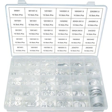Alu Dichtringe Sortiment 300 Stück 30 Größen Innen Ø 5 bis 28 mm (1/2)
