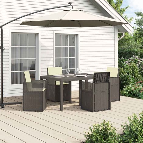 vidaXL Conjunto de Comedor de Jardín 5 uds. Gris Claro y Crema PP (1/5)