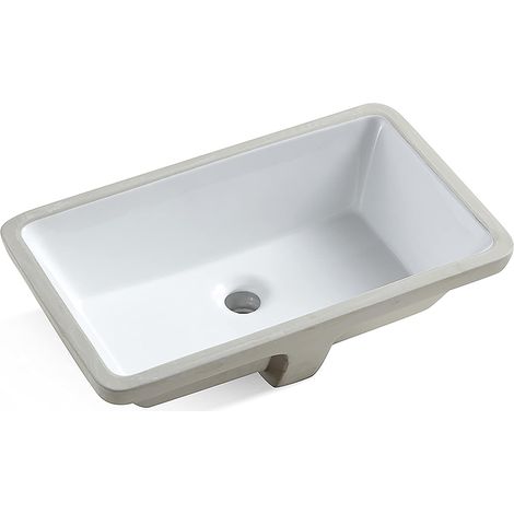 202A-120,9 pouces Évier encastré sous plan de comptoir lavabo en céramique Blanc (1/3)