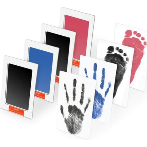Ensemble d'empreintes de mains de bébé et de photos en 3 couleurs, empreinte de bébé avec 4 (1/4)
