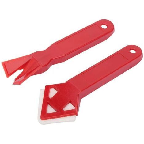 Outil de calfeutrage, kit d'outils de calfeutrage 2 pièces, pelle de dissolvant de mastic en silicone, grattoir de calfeutrage en ciment de verre rouge pour tout joint d'angle de bord (rouge, (1/5)