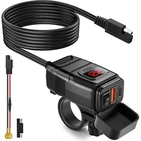 Voltmètre pour moto, USB, noir, pour la surveillance électrique des motos, à installer sur le véhicule.-AquaForge (1/5)