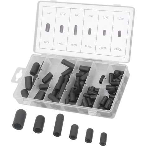 Kit d'assortiment de bouchons de chapeau sous vide, 80 pièces, en caoutchouc, résistant aux hautes températures, anti-fuite, 5/32 pouces à 3/8 pouces, noir (1/5)
