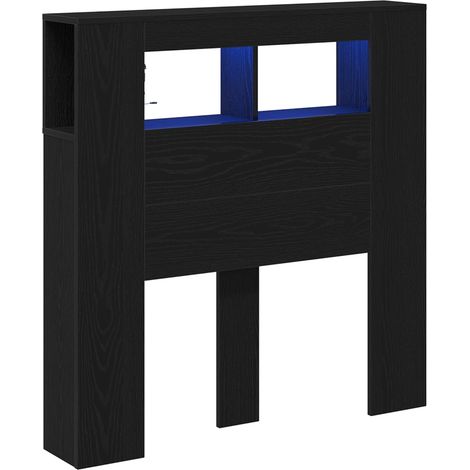 Maison Exclusive - Cabecero LED con estante Roble Negro 100 x 18,