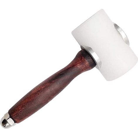Marteau à cuir - Marteau à couper le cuir - Marteau de travail du cuir - Marteau en nylon en forme de T - avec manche en bois - pour la gravure, la couture et le façonnage du cuir - 19 x 8 x 5 cm (1/5)