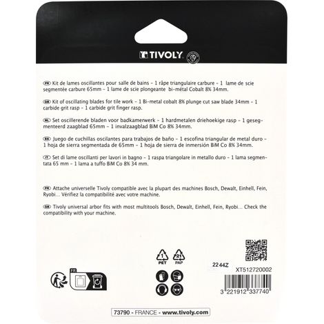 Tivoly • Kit 3 pezzi Lame Oscillanti per Multi Tool da bagno