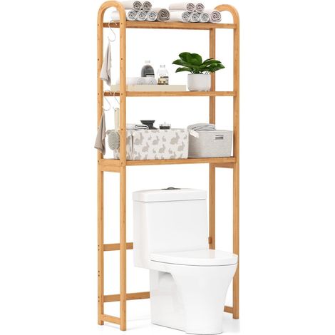 Mensola da bagno in bambu - unita di stoccaggio sopra il wc a 3 livelli