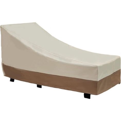Housse de chaise longue robuste imperméable, résistante aux UV et à la poussière avec aérations, grande protection de meubles de terrasse pour transat de jardin, beige (198 x 90 x 84 cm) (1/5)
