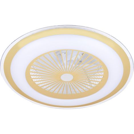 Plafonnier ventilateur rond 60 cm LED 48W or/blanc (1/5)