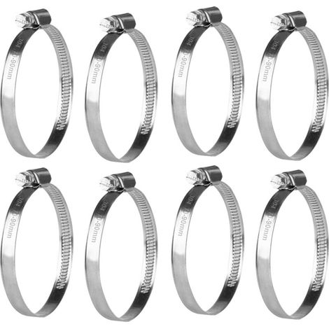 8 fascette stringitubo regolabili da 70-90 mm, fascette stringitubo in acciaio inossidabile, fascette stringitubo a vite in metallo, bulloni per fascette stringitubo per tubi di benzina, diesel e pisc (1/5)