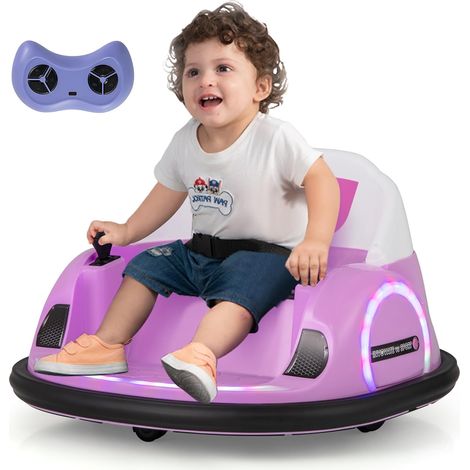 COSTWAY Autoscontro Elettrico per Bambini, Macchina Elettrica con Luci LED,18+ Mesi,Rosa (1/5)
