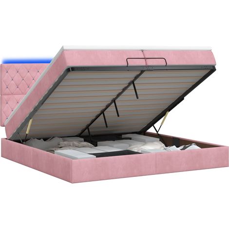 Maison Exclusive - Letto Ottomano con Materasso e LED Rosa 200 x 200 cm Velluto (1/5)