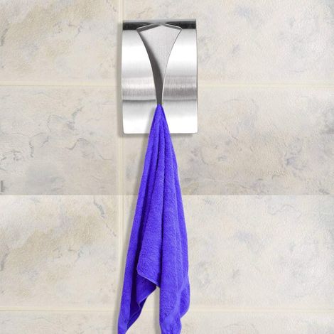 Porte Serviette Auto-adhésif Set de 2 Patère Autocollant Torchons Crochet Mural en Aucun perçage pour Cuisine Salle Bain Acier Inoxydable (1/3)