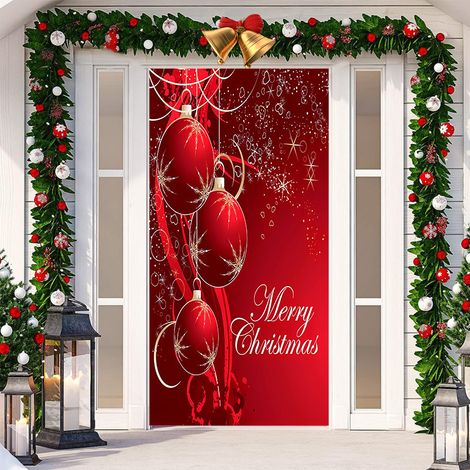 Nouvelle décoration adhésive de porte pour Noël, toile de fond festive, tapisserie murale pour porte de chambre, largeur de porte - SDMT-119 - 110 x 180 cm