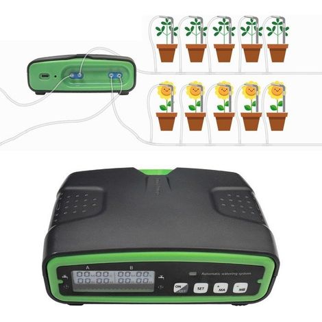 1 unité minuterie d'irrigation goutte à goutte, double pompe LCD, pour 20 plantes, usage intérieur et extérieur