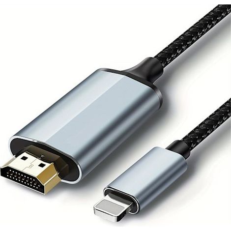 Lightning to HDMI Adapter Cable, HDMI Cable for iPhone to TV Compatible with iPhone & YouTube to TV Output with 1080P HD Display 13.2FT, Gray (1/5)