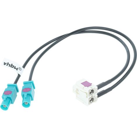 vhbw Adaptateur d'antenne double Fakra (B) compatible avec Audi / VW RCD 500, RCD 510, RCD510, RNS2 autoradio automobile - Câble convertisseur, 20 cm