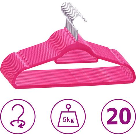 20 cintres antidérapants en velours rose (1/5)