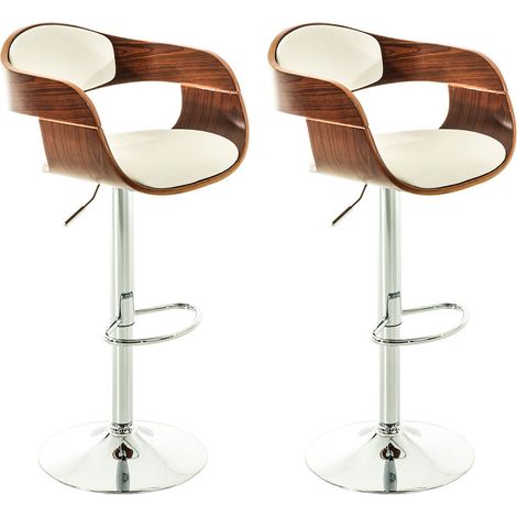 2er Set Barhocker Kingston Kunstleder walnuss/weiß