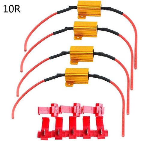 Lot de 4 résistances pour éclairage LED de voiture 25 W, charge 6/8/10/25 Ω, pour clignotants, feux de plaque d'immatriculation et accessoires automobiles universels. (1/4)