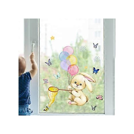 Fensteraufkleber – 1 entzückender dekorativer Aufkleber mit statischem Ballonhasen, um Vögel vom Zusammenstoßen mit Ihren Fenstern abzuhalten