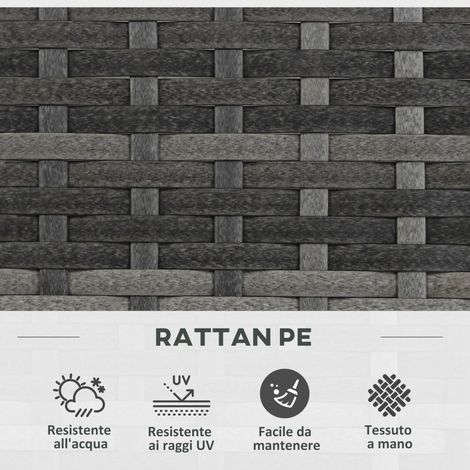 Jardinière treillis grimpant 2 pots acier rotin PE, 107x57x30cm, gris (1/5)