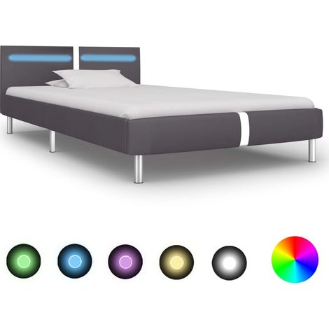 Lit avec LED Gris Similicuir 90x200 2 (1/5)