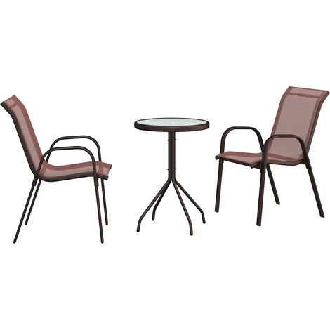 Maison Exclusive - Garten Bistro Set 3 pcs Braun Stahl