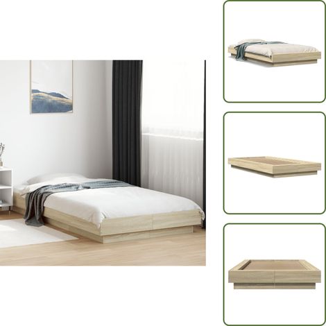 The Living Store Estructura de cama madera de ingeniería roble Sonoma 90x190 cm - Estructura de cama