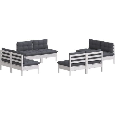 Muebles de jardín muebles de exterior juego de muebles de 8 piezas con cojines antracita madera de pino 020017471 (1/5)
