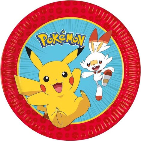 Piatti di carta Pokémon da 23 cm, 8 pezzi