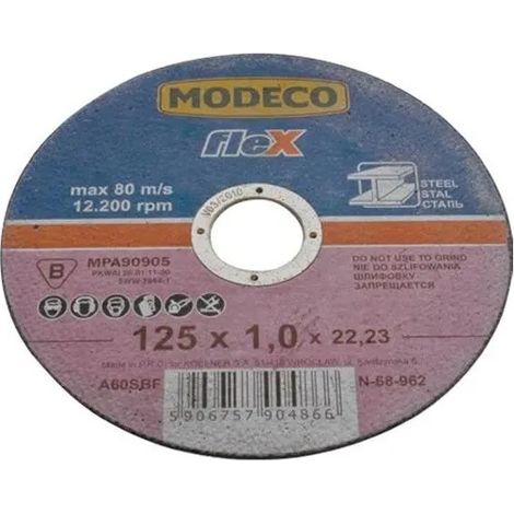 Mola abrasiva per il taglio dell'acciaio 125X1.6X22.23 MM piatta MN-68-967 (1/2)