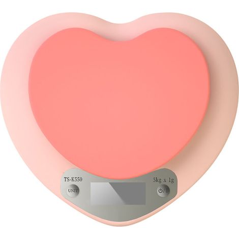 Bilancia digitale per alimenti HD, display a 3 unità, elettronica di precisione a forma di cuore per cucinare, batteria da 1 g/5 kg -Crezuo