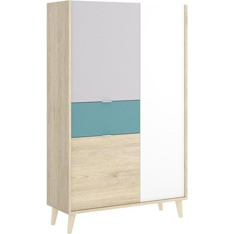 Vente-Unique – Buffet haut BICA – 3 portes – 1 tiroir – Multicolore – Panneau de particule mélaminé – Dimensions 80x137x43 cm – Éco-responsable fabriqué en Europe (1/6)