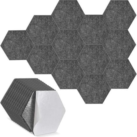 12 Self-Adhesive Hexagonal Acoustic Panels Soundproofing Wall for Walls and Doors Playroom White Porcelain Soundproofing Panels 30 x 26 x 1 cm Grey (1/4)