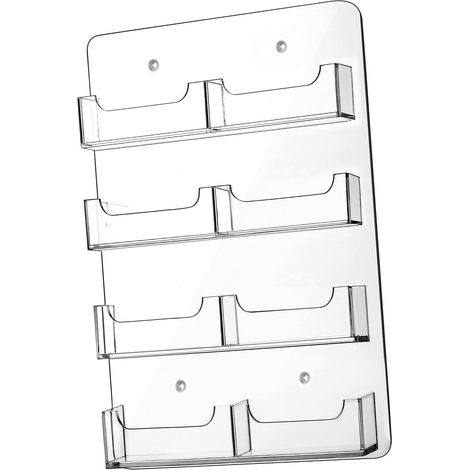 Porte-cartes de Visite Mural - 8 Poches - Acrylique Transparent - Rangement Organisé - Bureau et Accueil - 20x30 cm (1/5)