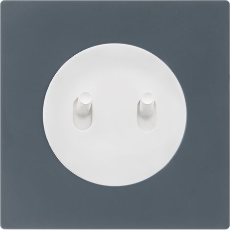 FONTINI Double bouton poussoir blanc - blanc glossy DOM + plaque simple blue grey (1/5)