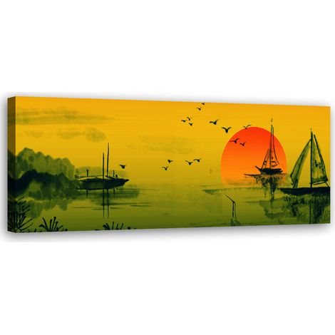 Tableau sur toile Coucher de soleil au Japon 90x30 (1/5)