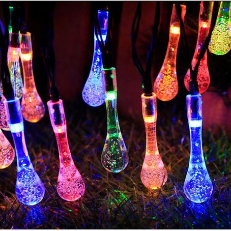 Guirlande lumineuse solaire,Guirlande lumineuse 8 modes Étanche Gouttes d'eau,Décoration Fête,6.5 m 30 led (multicolore) (1/4)